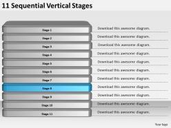 2013 business ppt diagram 11 sequential vertical stages powerpoint template