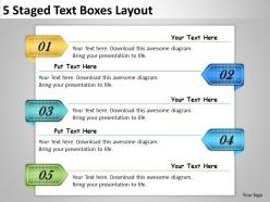 2013 Business Ppt Diagram 5 Staged Text Boxes Layout Powerpoint Template