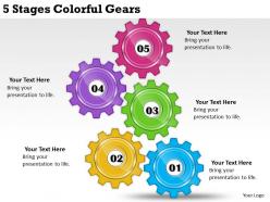 2013 Business Ppt Diagram 5 Stages Colorful Gears Powerpoint Template