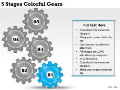 2013 business ppt diagram 5 stages colorful gears powerpoint template