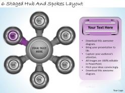 2013 business ppt diagram 6 staged hub and spokes layout powerpoint template