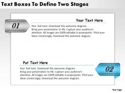 2013 business ppt diagram text boxes to define two stages powerpoint template