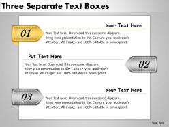 2013 business ppt diagram three separate text boxes powerpoint template