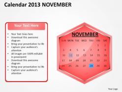 2013 November Calendar PowerPoint Slides PPT templates