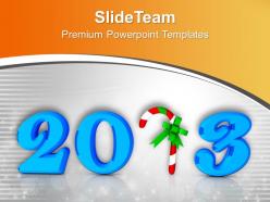 2013 text in blue with candy cane powerpoint templates ppt backgrounds for slides 0113