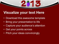 2013 with brinjal red text new year powerpoint templates ppt backgrounds for slides 0113