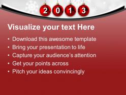2013 with christmas balls new year powerpoint templates ppt backgrounds for slides 0113