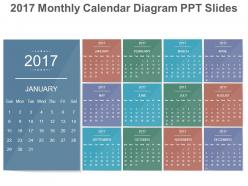 2017 monthly calendar diagram ppt slides
