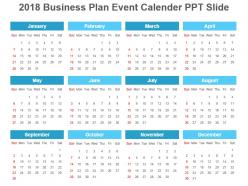 2018 Business Plan Event Calender Ppt Slide