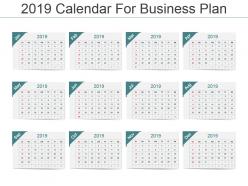 2019 Calendar For Business Plan Ppt Template