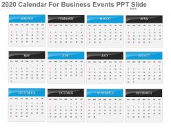 2020 Calendar For Business Events Ppt Slide