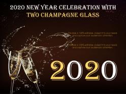 2020 new year celebration with two champagne glass ppt shapes