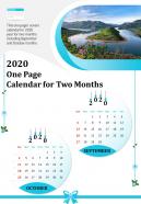 2020 One Page Calendar For Two Months Presentation Report Infographic PPT PDF Document