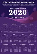 2020 one page printable calendar presentation report infographic ppt pdf document