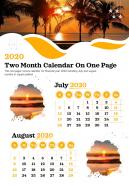 2020 Two Month Calendar On One Page Presentation Report Infographic PPT PDF Document
