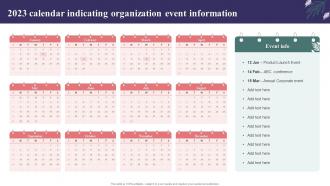 2023 Calendar Indicating Organization Event Information