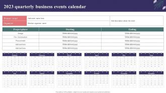 2023 Quarterly Business Events Calendar