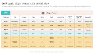 2023 Yearly Blog Calendar With Publish Date