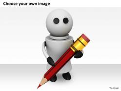 2413 business ppt diagram red robot with pencil powerpoint template