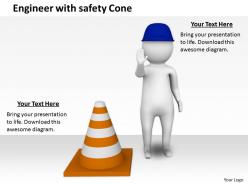 2413 engineer with safety cone ppt graphics icons powerpoint