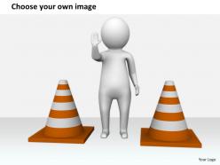 2413 graphic of traffic cone with 3d man ppt graphics icons powerpoint