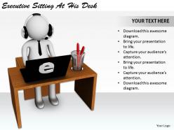 2513 3d executive sitting at his desk ppt graphics icons powerpoint