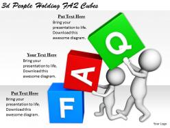 2513 3d people holding faq cubes ppt graphics icons powerpoint