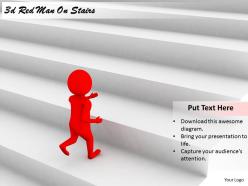 2513 3d red man on stairs ppt graphics icons powerpoint