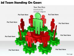 2513 3d team standing on gears ppt graphics icons powerpoint