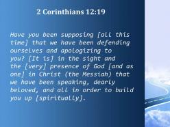 2 corinthians 12 19 dear friends is for your strengthening powerpoint church sermon