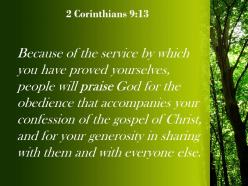 2 corinthians 9 13 praise god for the obedience powerpoint church sermon