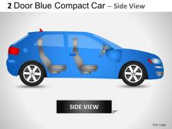 2 door blue compact car side view powerpoint presentation slides