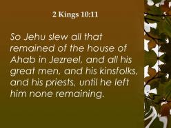 2 kings 10 11 so jehu killed everyone in jezreel powerpoint church sermon