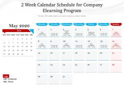 2 Week Calendar Schedule For Company Elearning Program