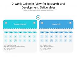 2 week calendar view for research and development