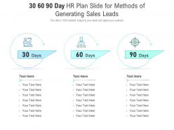 30 60 90 day hr plan slide for methods of generating sales leads infographic template