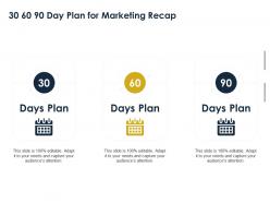 30 60 90 Day Plan For Marketing Recap Ppt Powerpoint Presentation Slides Grid