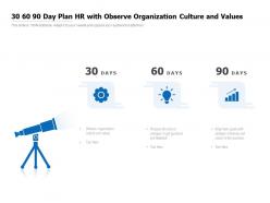 30 60 90 day plan hr with observe organization culture and values
