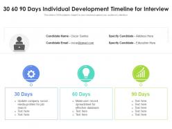 30 60 90 days individual development timeline for interview