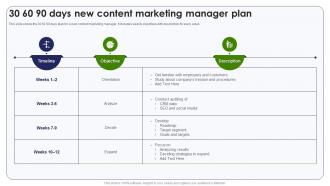 30 60 90 Days New Content Marketing Manager Plan