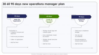30 60 90 Days New Operations Manager Plan
