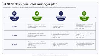 30 60 90 Days New Sales Manager Plan