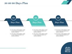 30 60 90 days plan audience attention template slides ppt powerpoint templates