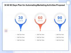 30 60 90 days plan for automating marketing activities proposal ppt model