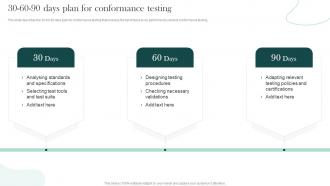 30 60 90 Days Plan For Conformance Testing Compliance Testing Ppt Show Brochure