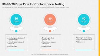30 60 90 Days Plan For Conformance Testing Ppt Designs