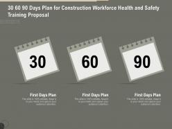30 60 90 days plan for construction workforce health and safety training proposal ppt file design