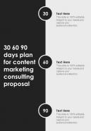 30 60 90 Days Plan For Content Marketing Consulting Proposal One Pager Sample Example Document