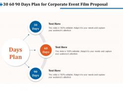 30 60 90 days plan for corporate event film proposal ppt file aids