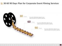 30 60 90 days plan for corporate event filming services ppt file brochure
